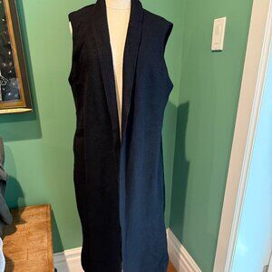 LONG 100% WOOL VEST, BLACK SZ L